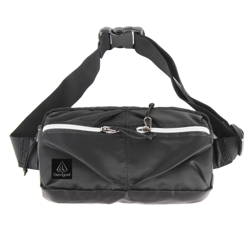 Fashion Waist Pack Street Bag High Class Black Water Repellent Light Weight Plug-in Botton Adjustable