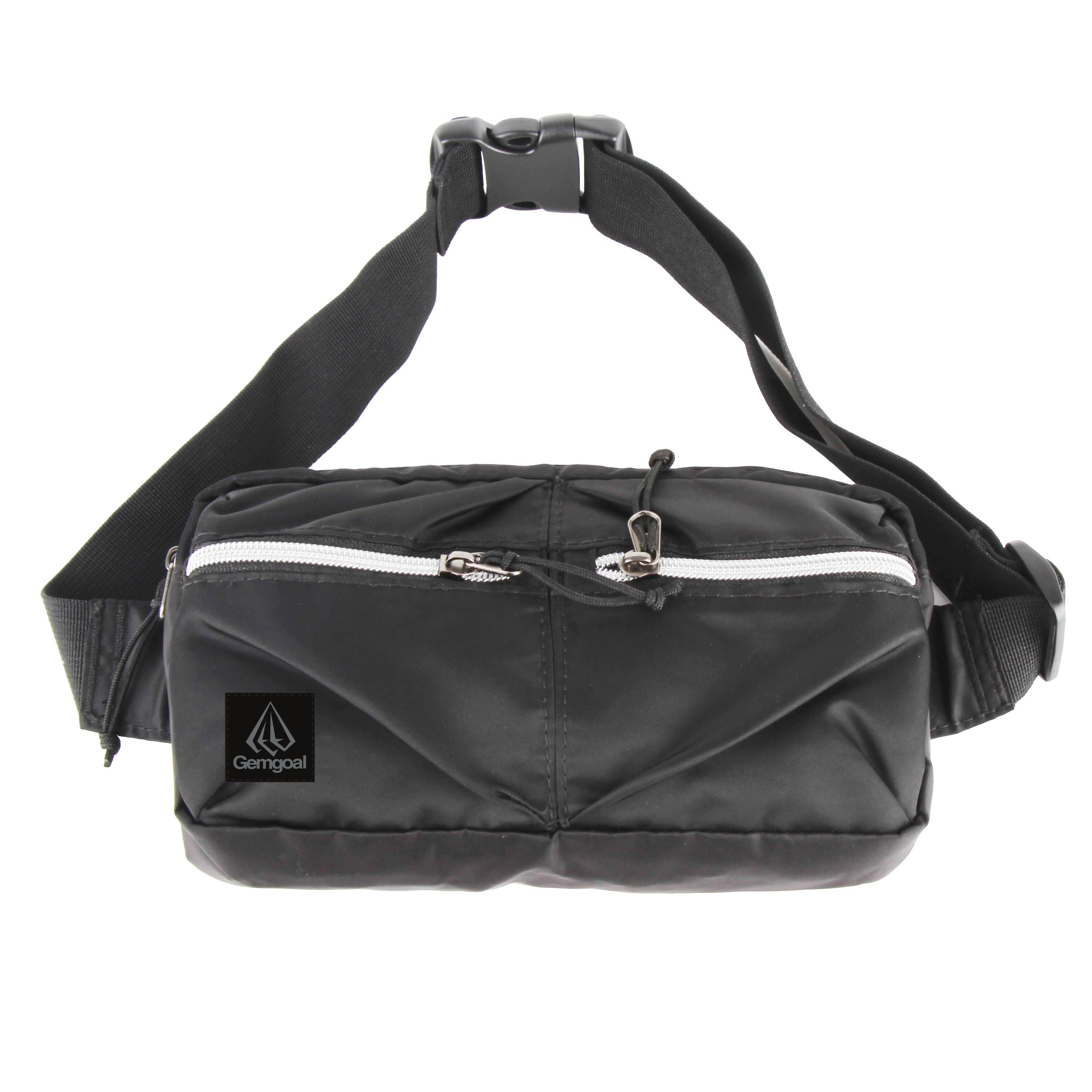 Fashion Waist Pack Street Bag High Class Black Water Repellent Light Weight Plug-in Botton Adjustable
