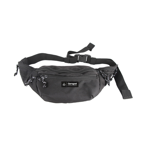 Fashion Waist Pack Street Bag High Class Black Water Repellent Light Weight Plug-in Button