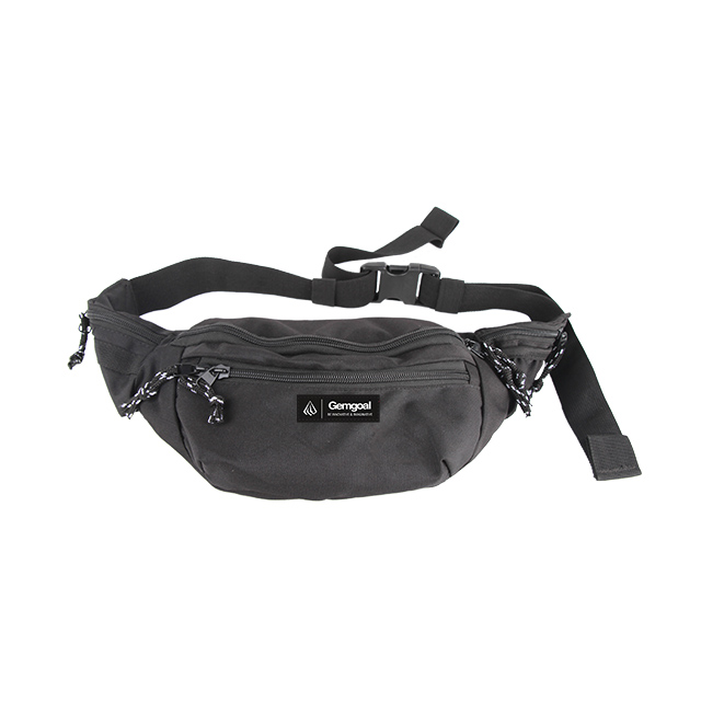 Fashion Waist Pack Street Bag High Class Black Water Repellent Light Weight Plug-in Button