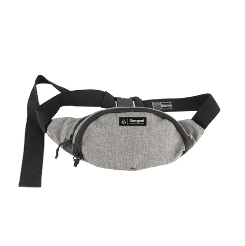 Fashion Waist Pack Street Bag High Class Black Water Repellent Light Weight Polyester Plug-in Button