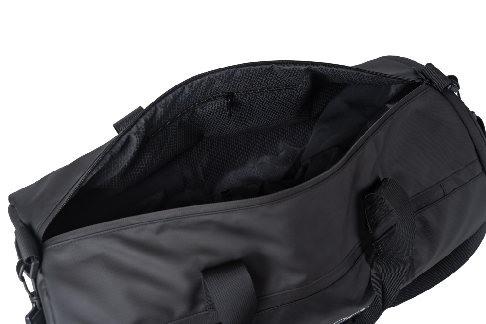 Sports Duffle Bag, Gym Bag, Ventilated Shoe Compartment, Travel Duffel Black, PU coating material, Black