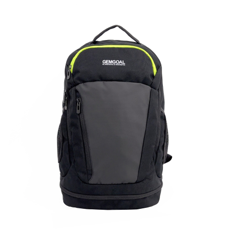 GEMGOAL Sports Backpack 30L - Travel Backpack Gym Bag with Shoe Compartment & Fluorescent Green Zipper, Lightweight Laptop Backpack for Men/Women Black