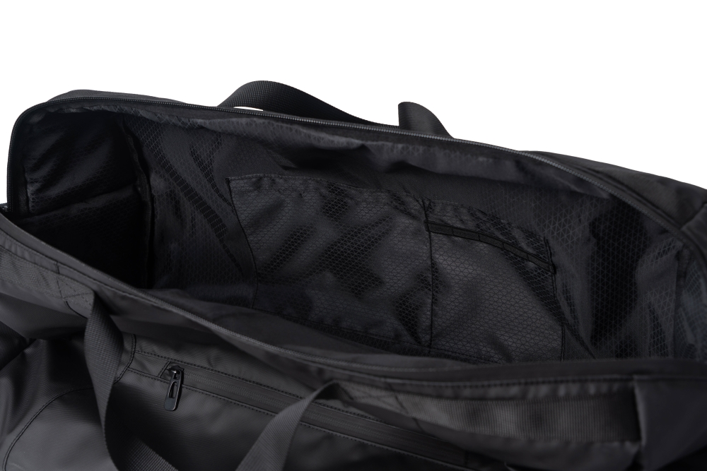 Sports Duffle Bag, Gym Bag, Ventilated Shoe Compartment, Travel Duffel Black, PU coating material, Black