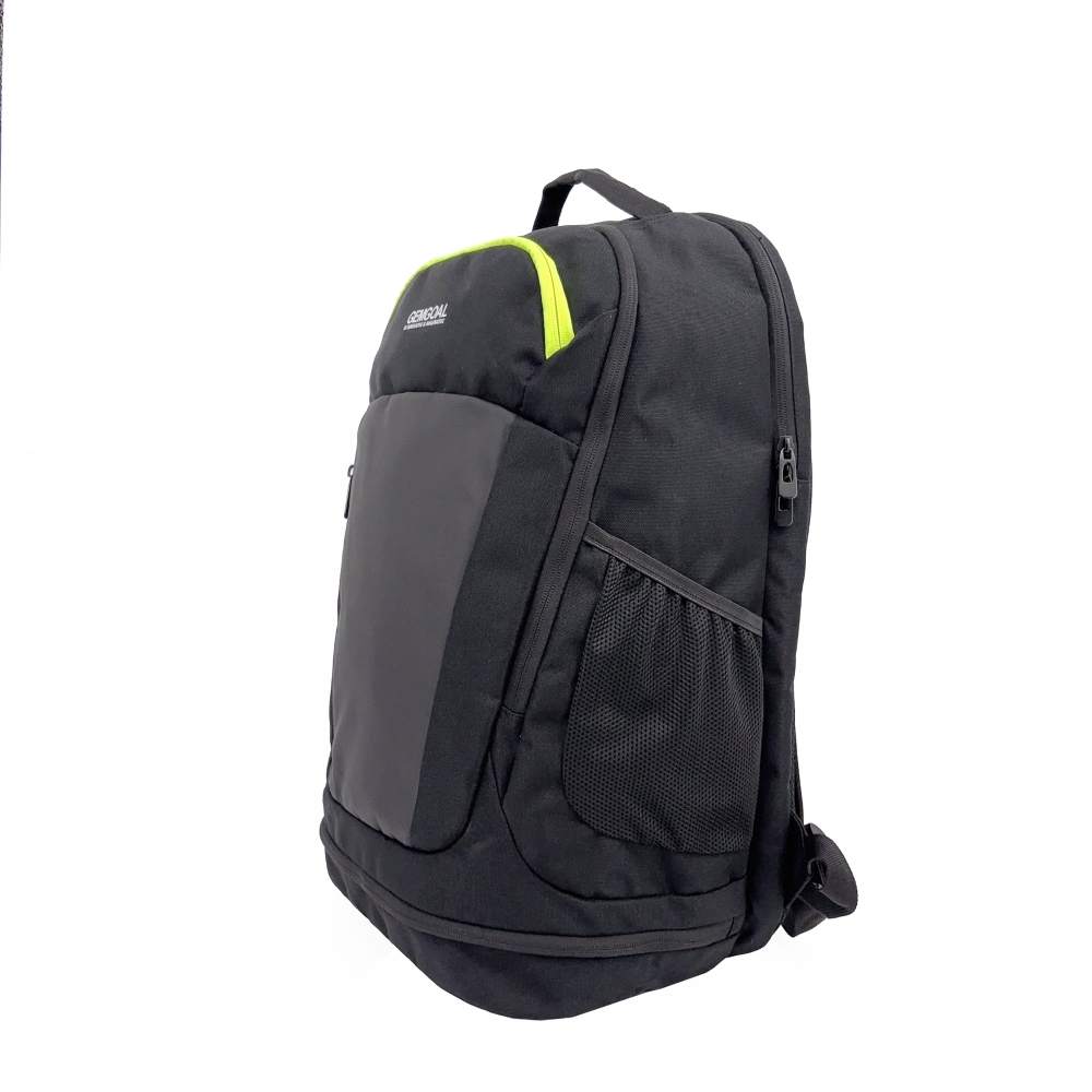 GEMGOAL Sports Backpack 30L - Travel Backpack Gym Bag with Shoe Compartment & Fluorescent Green Zipper, Lightweight Laptop Backpack for Men/Women Black
